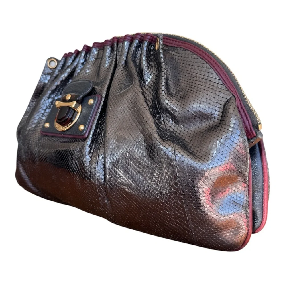 Authentic MARC JACOBS Anthracite Python Capra GM Clutch Shoulder Bag - Picture 4 of 16